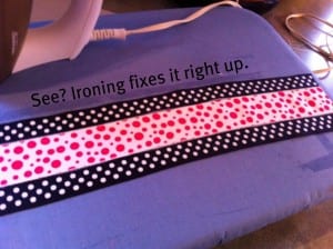 ironedribbon 300x224 How To Make a Rockin Cheer Bow